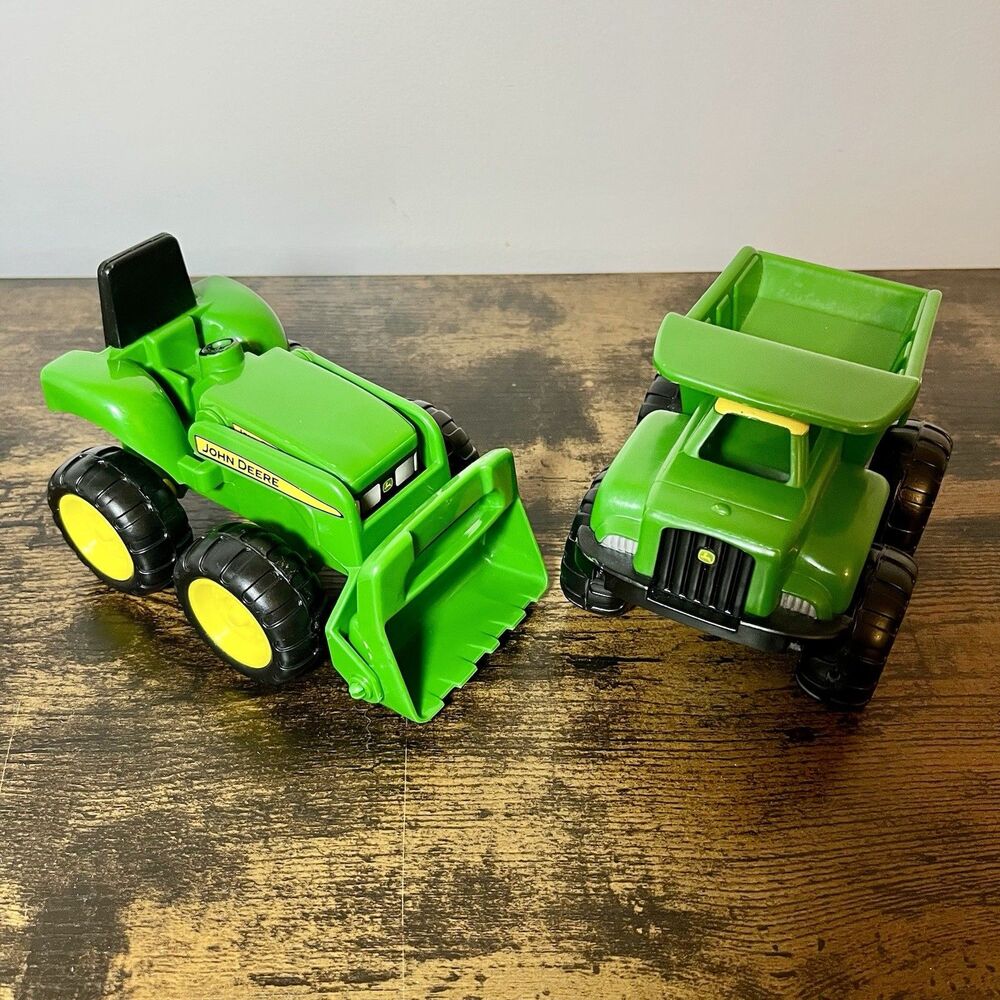 ERTL TOMY John Deere Tractor Bucket & Dump Truck Toy Green Yellow